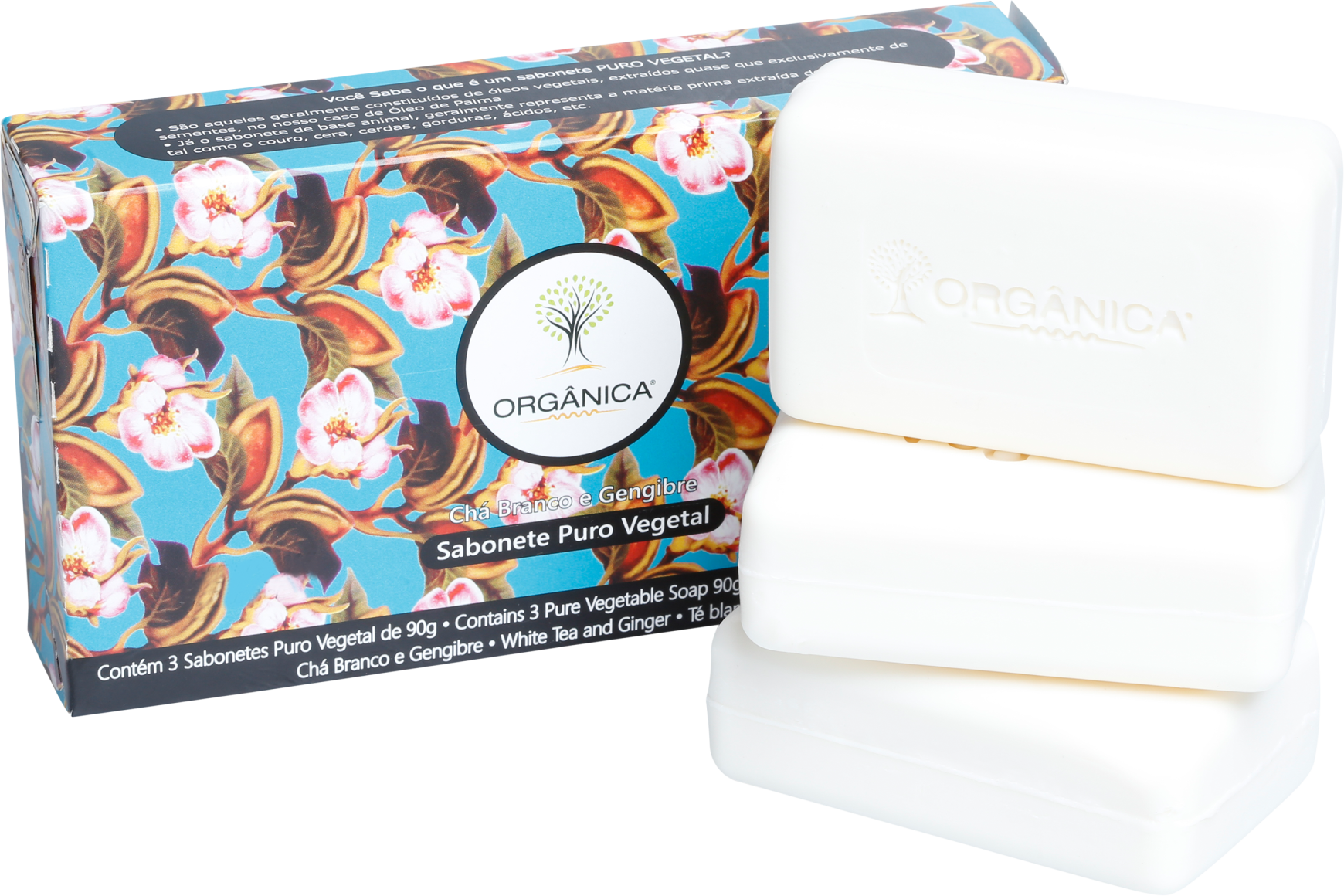 Kit Orgânica Chá Branco e Gengibre - Sabonetes em Barra 3x90g