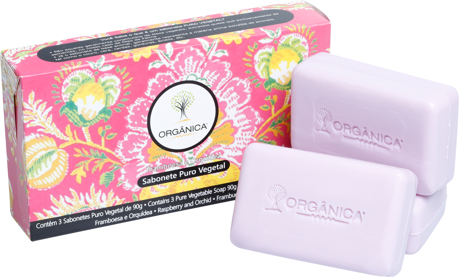 Kit Orgânica Framboesa e Orquídea - Sabonetes em Barra 3x90g