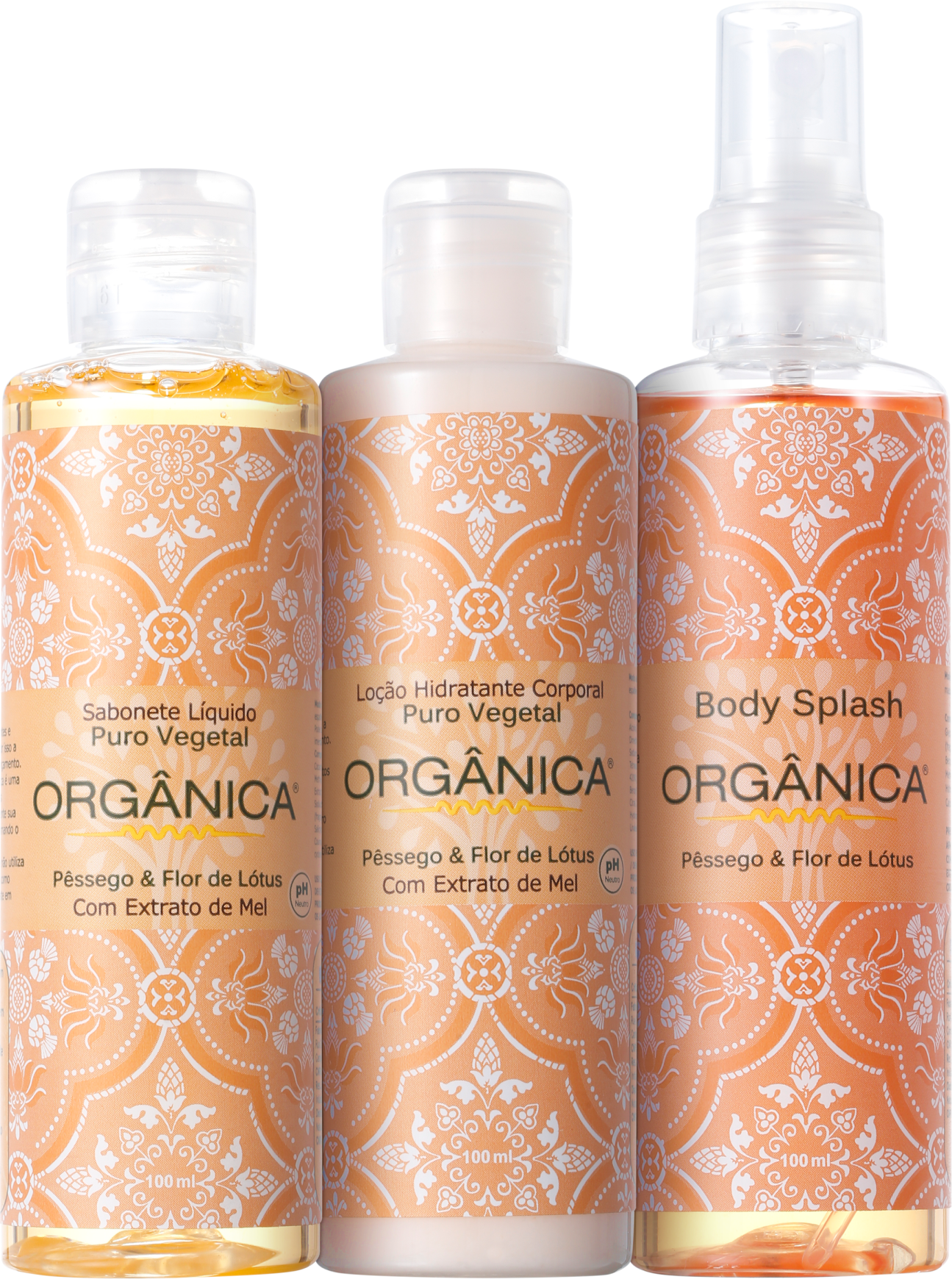 Kit Orgânica Tri Set Pêssego e Flor de Lótus (3 produtos)