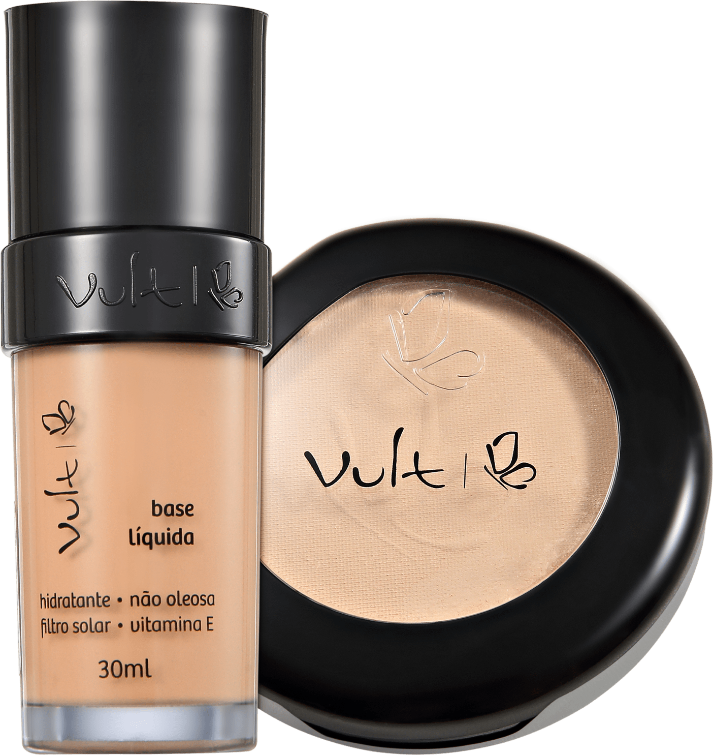 Kit Vult Make Up Base Pó 02 Bege Rosa (2 produtos)