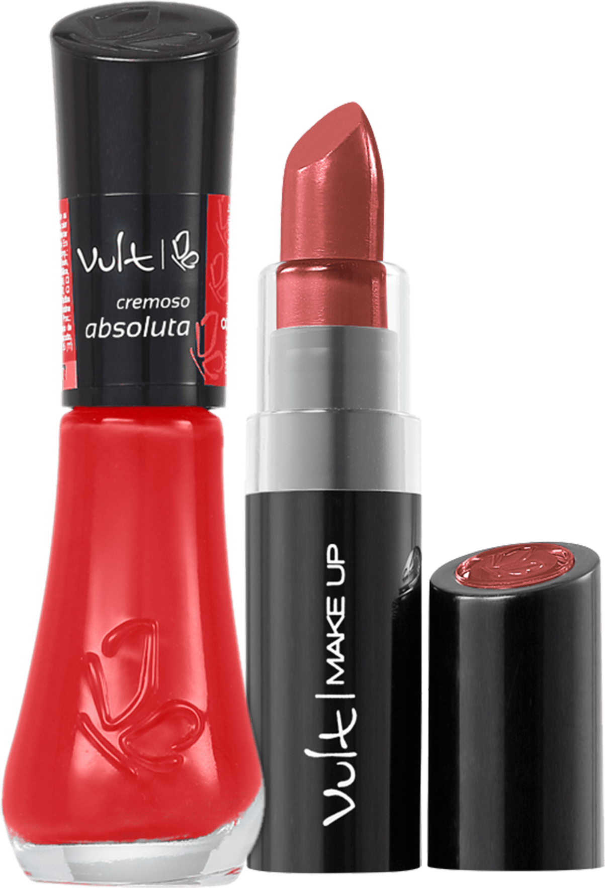 Kit Vult Make Up Batom Esmalte Absoluta Red (2 produtos)