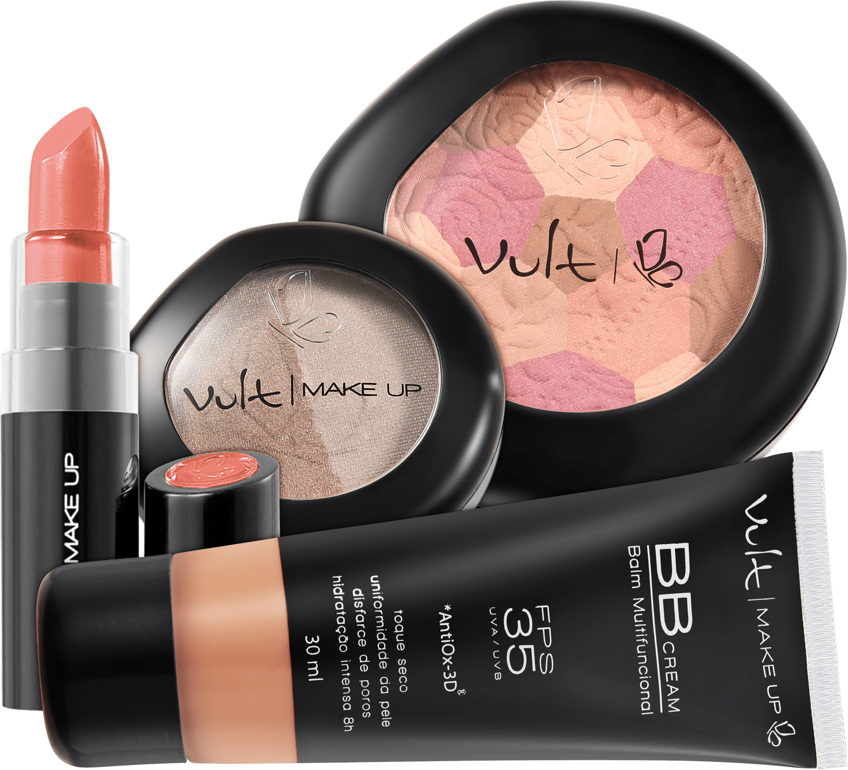Kit Vult Make Up Multifuncional Moisaco Marrom FPS 35 (4 produtos)
