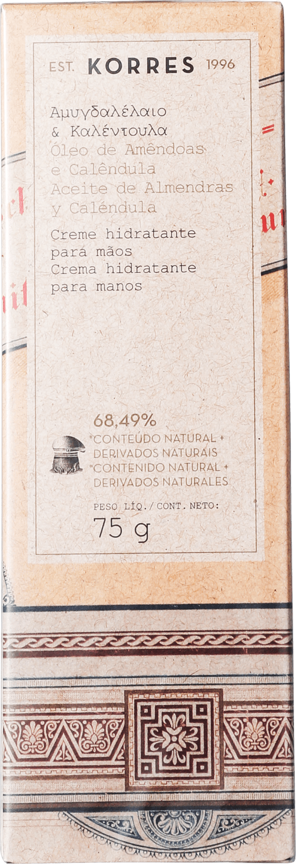 Korres Óleo de Amêndoas e Calêndula - Creme Hidratante para as Mãos 75ml