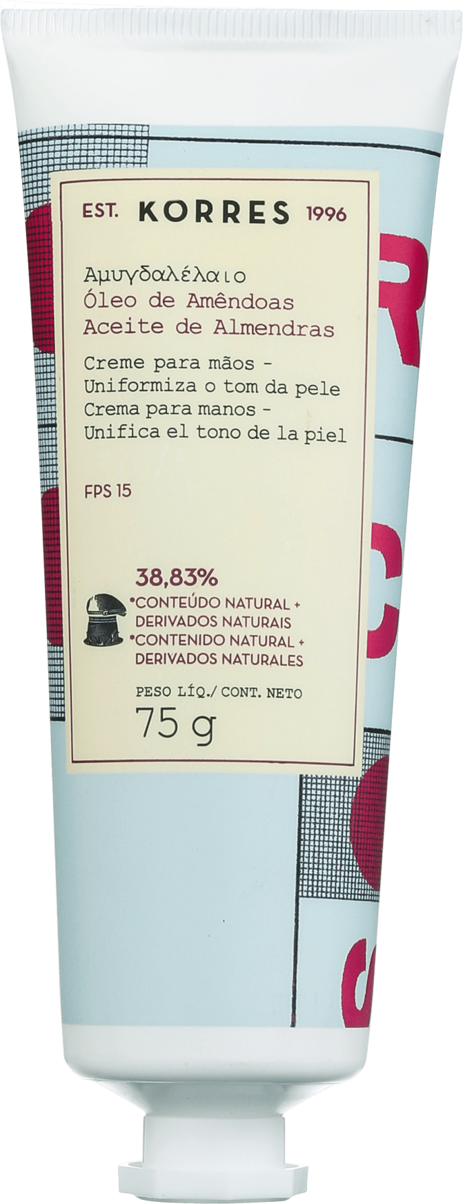 Korres Óleo de Amêndoas FPS 15 - Creme Hidratante para as Mãos 75ml