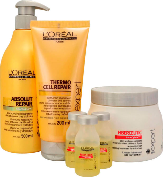 L'Oréal Professionnel Fiberceutic Ritual de Reconstrução Cabelos Grossos Com Química Kit (4 Produtos)