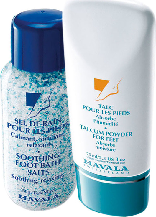 Kit Mavala Talcum Powder for Feet e Smoothing Foot Bath Salts (2 produtos)