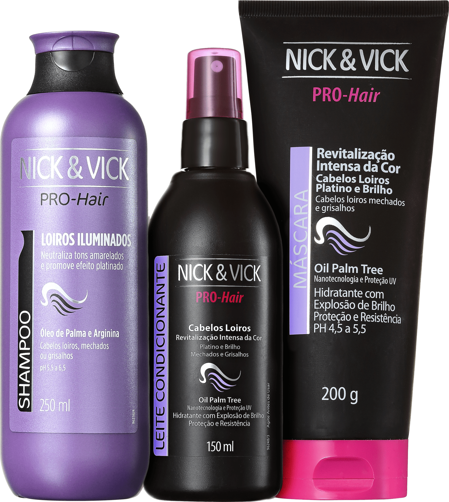 Nick & Vick PRO-Hair Revitalização Intensa Loiro Platinado Kit (3 Produtos)