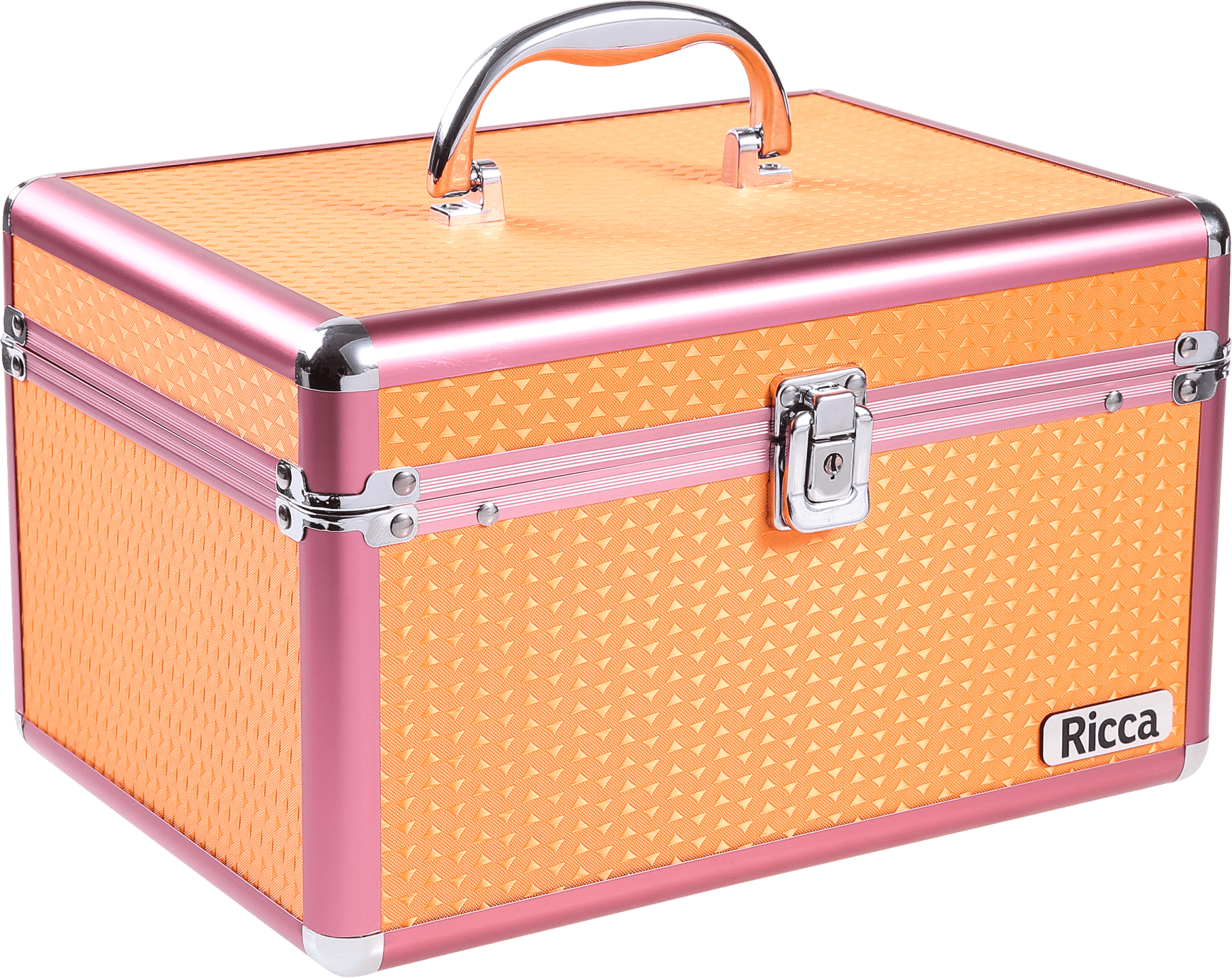 Ricca Alumínio Laranja e Rosa - Maleta de Maquiagem