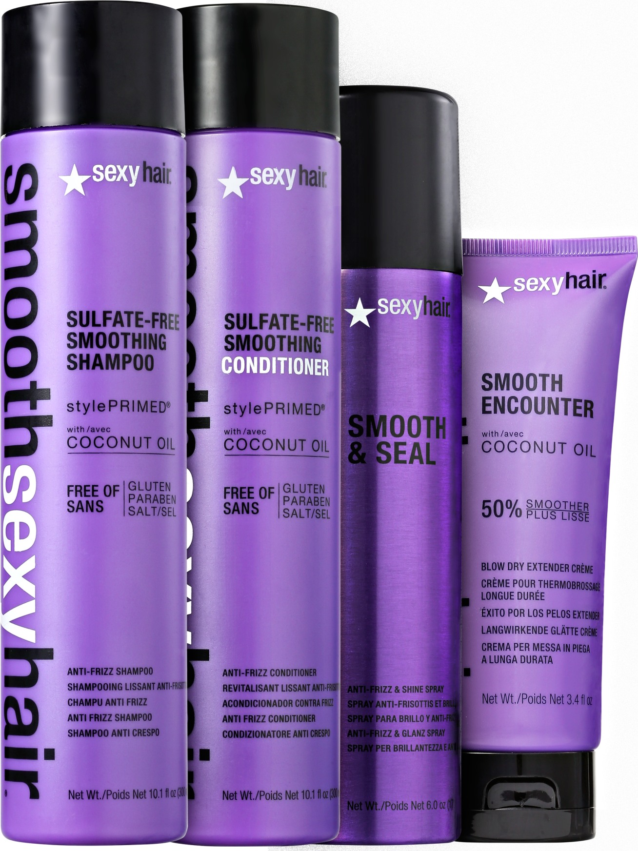 Sexy Hair Smooth Brilho Anti-Frizz Liso Total Kit (4 Produtos)