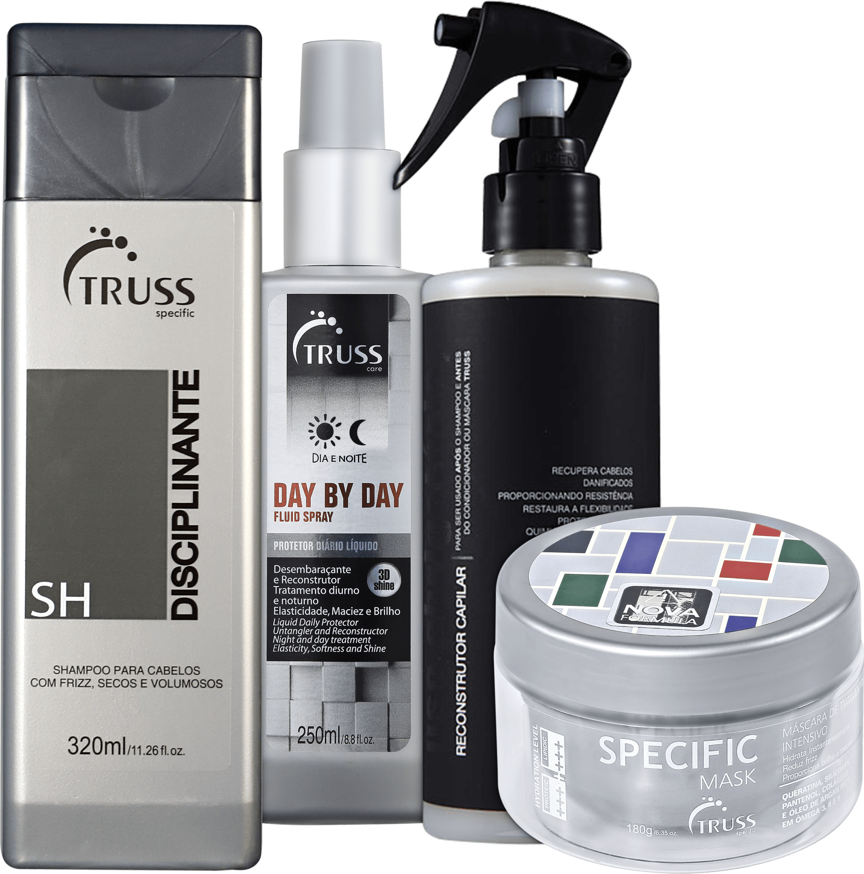 Truss Escova Reconstrução e Disciplina Kit (4 Produtos)