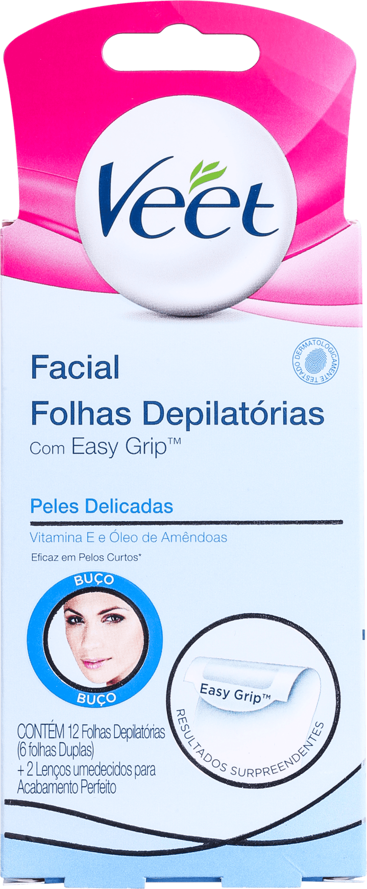 Veet Peles Delicadas - Folhas de Cera Facial (12 unidades)