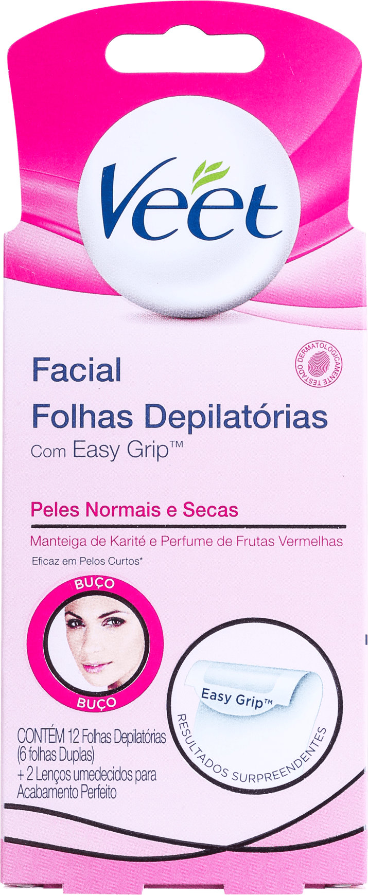 Veet Peles Normais e Secas - Folhas de Cera Facial (12 unidades)