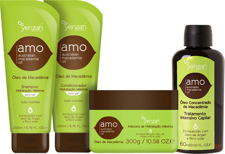 Yenzah Amo Australian Macadamia Oil Full Kit (4 Produtos)