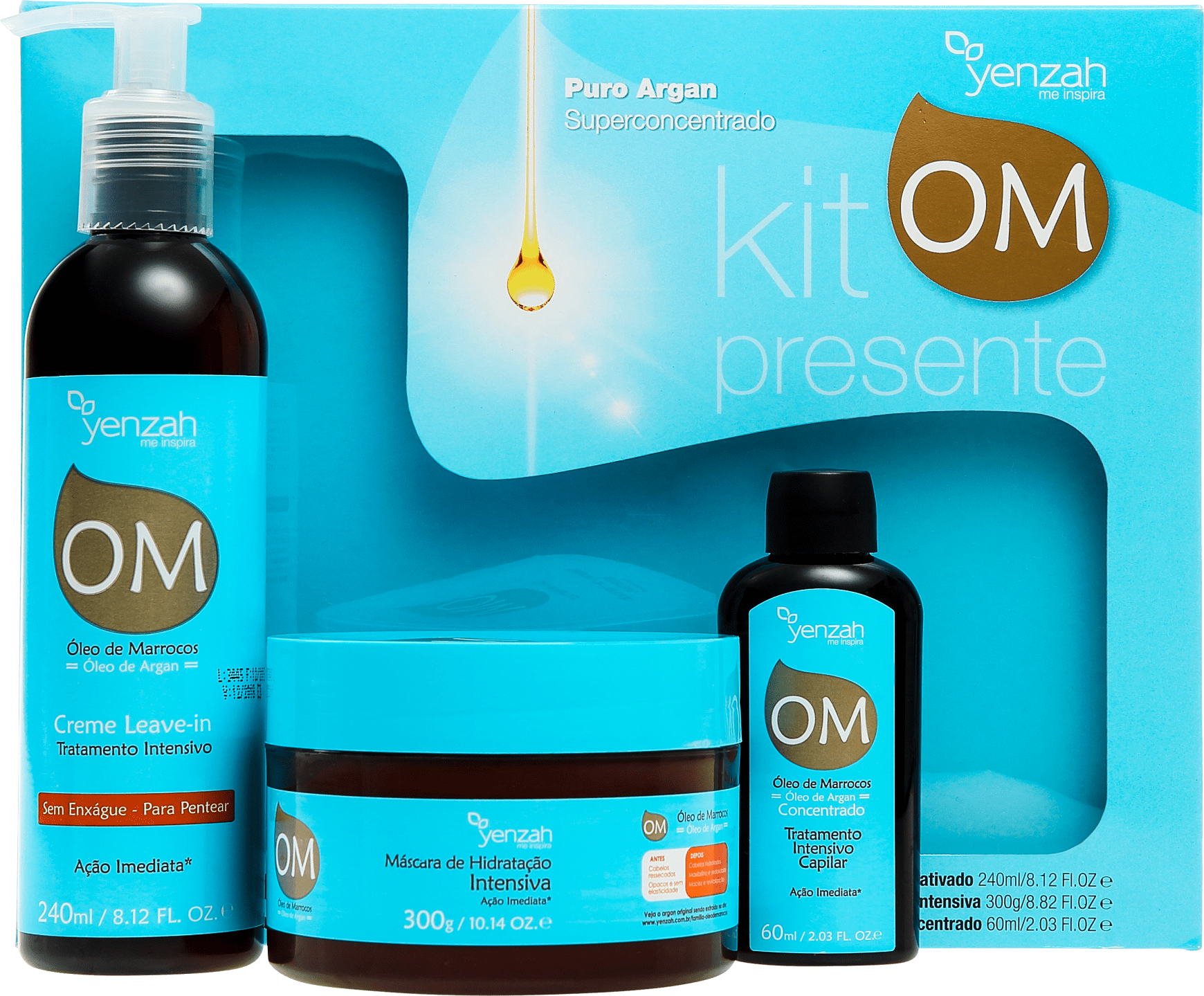 Yenzah OM Óleo de Marrocos Óleo de Argan Kit de Tratamento Intensivo (3 Produtos)