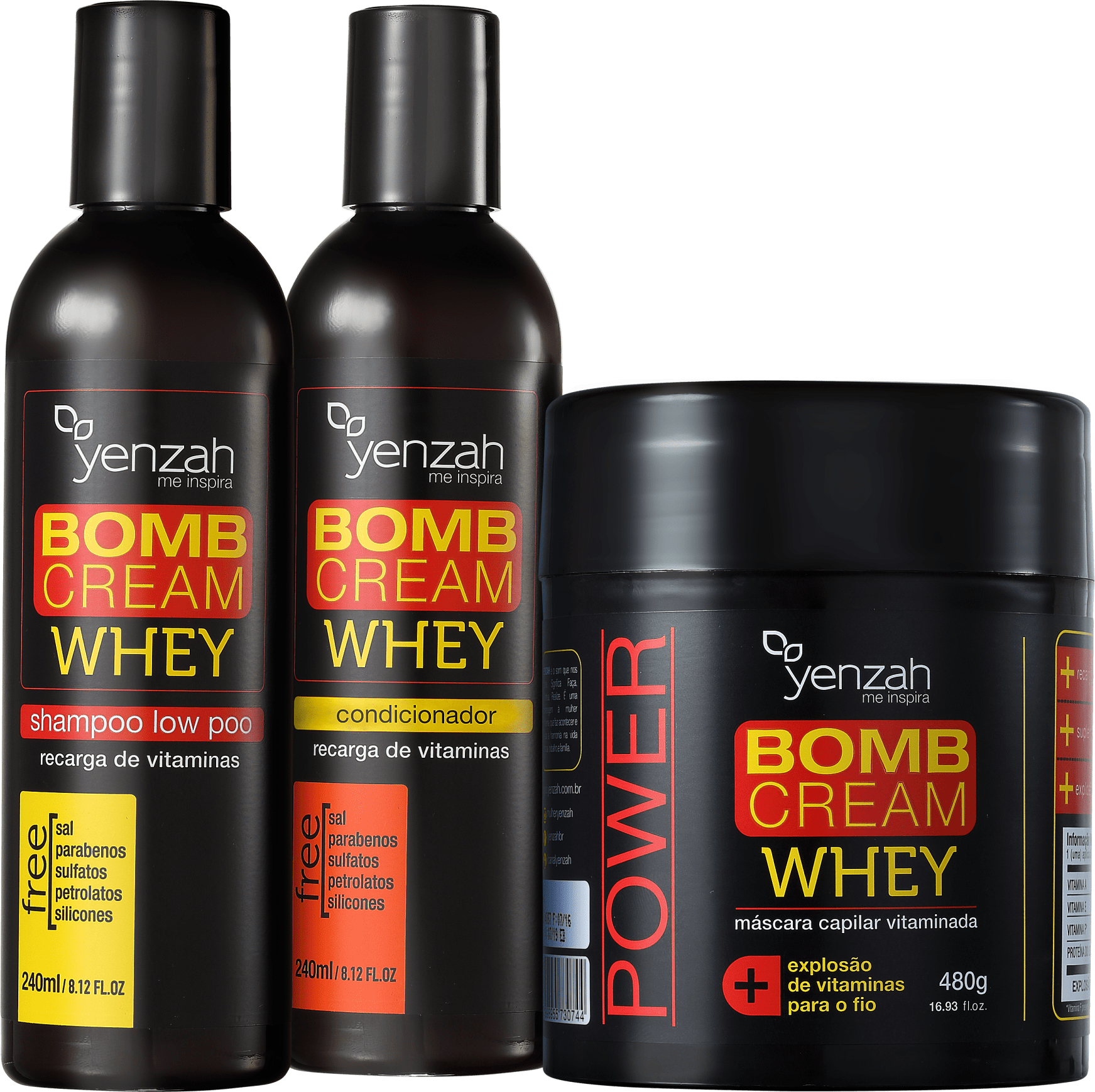 Yenzah Whey Bomb Cream Triplo Kit (3 Produtos)