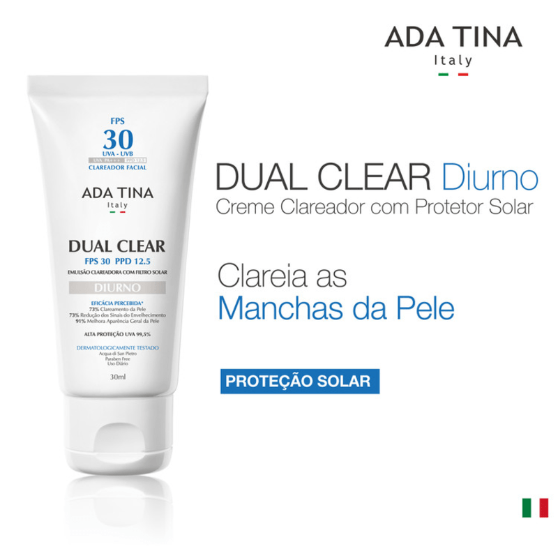 Ada Tina Dual Clear Diurno FPS 30 PPD 12,5 - Creme Clareador e Revitalizante 30ml