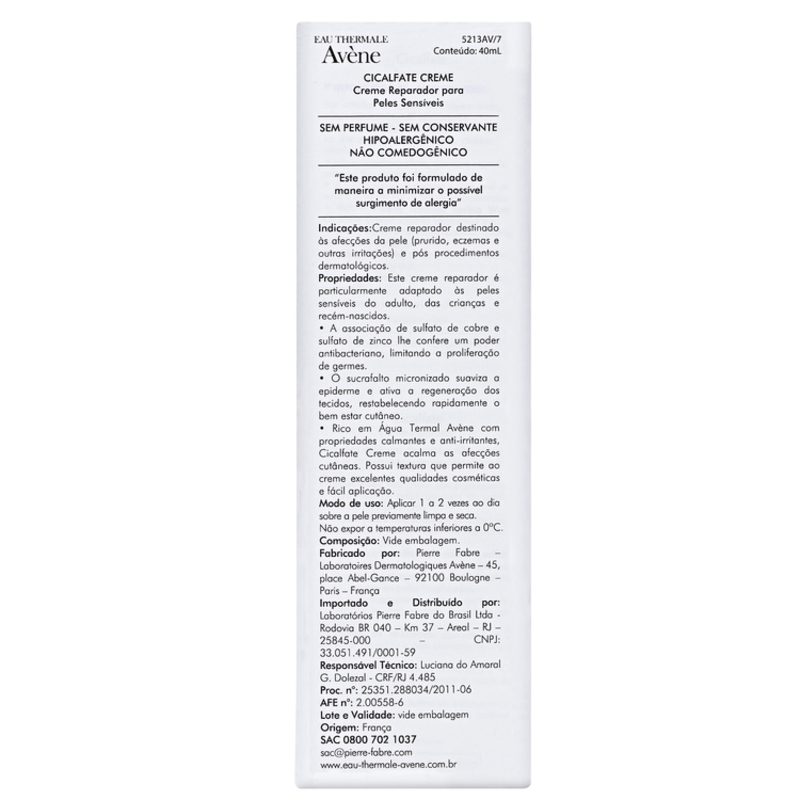 Avène Cicalfate Créme - Creme Cicatrizante 40ml