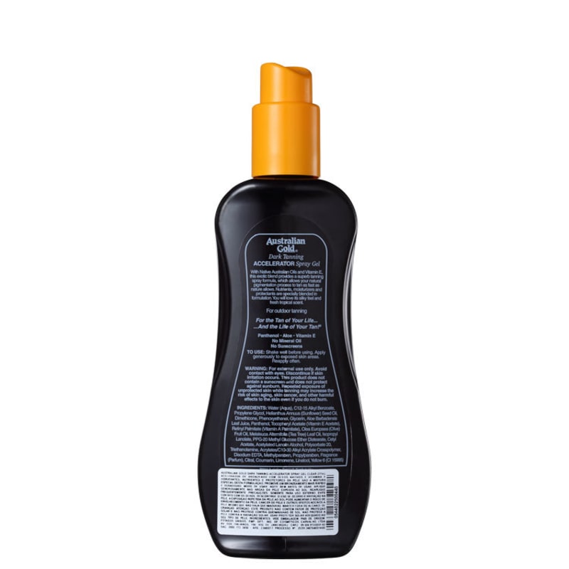 Australian Gold Accelerator Dark Tanning Spray Gel Clear - Spray Bronzeador 237ml