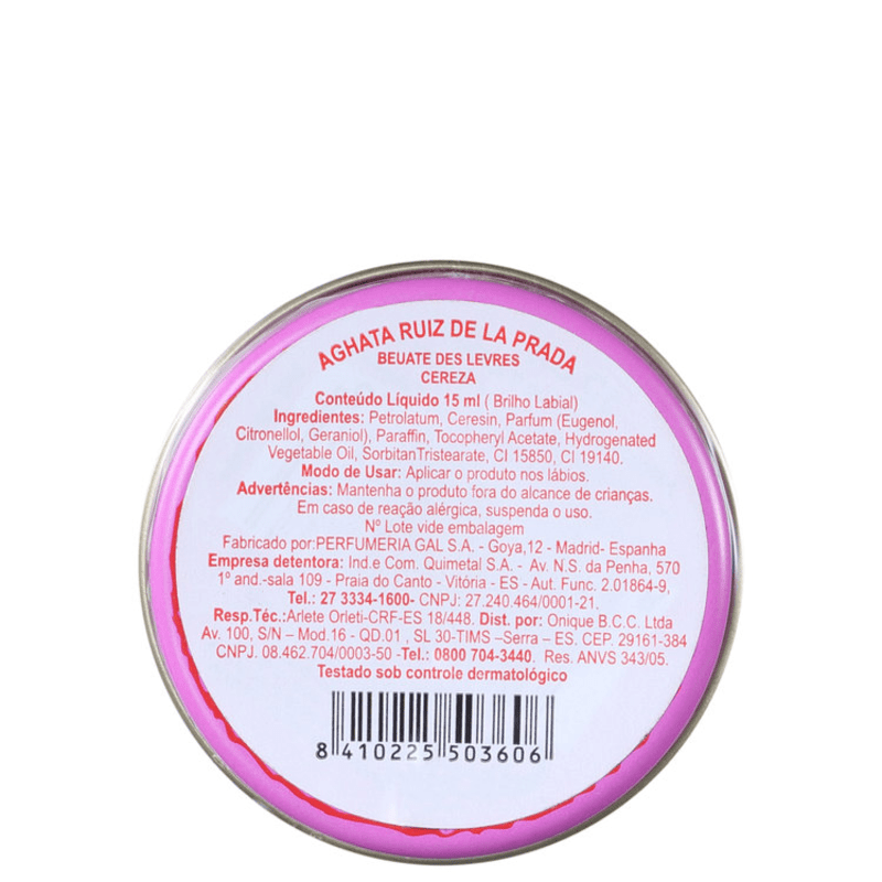 Agatha Ruiz de La Prada Beauté Des Lèvres Cereza - Brilho Labial 15ml