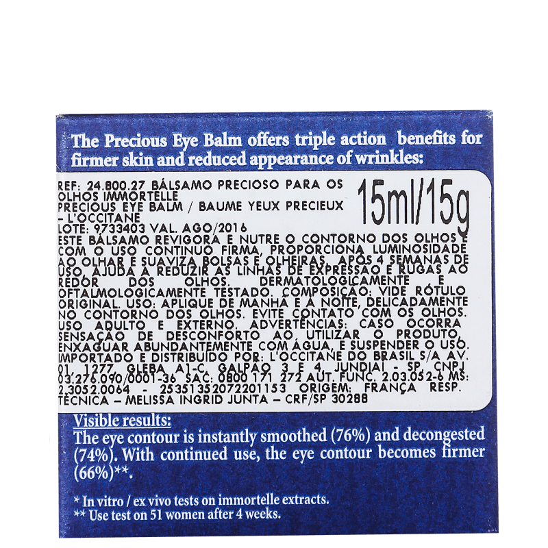 L'Occitane Immortelle Baume Yeux Précieux - Bálsamo para Olhos 15ml