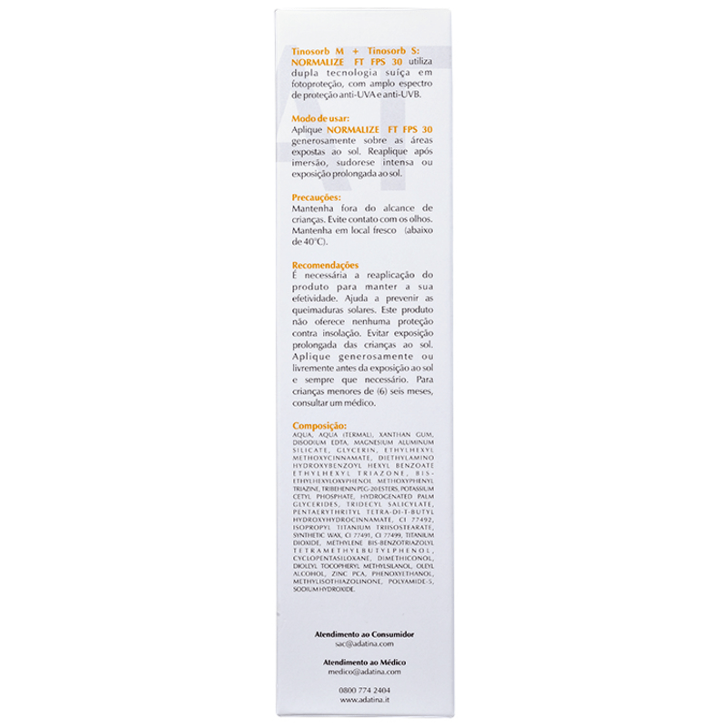 Ada Tina Normalize Ft Fondotinta Pelle Cor 20 FPS 30 - Protetor Solar com Cor 50ml