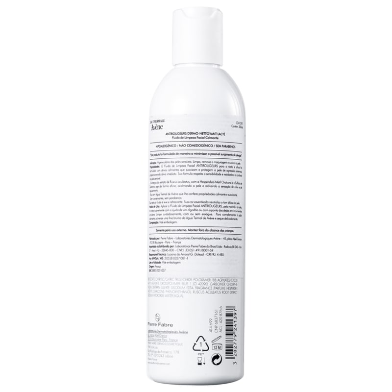 Avène Antirougeurs Dermo-Nettoyant Lacté - Leite de Limpeza 300ml