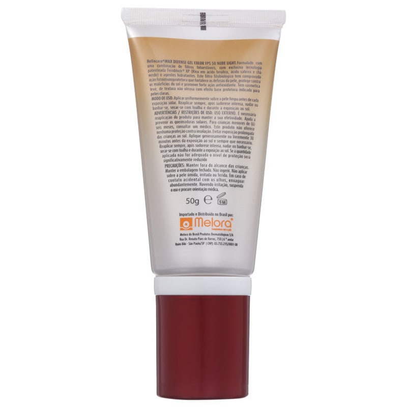 Melora Heliocare Max Defense Gel Color Nude Light FPS 50 - Protetor Solar com Cor em Gel 50g
