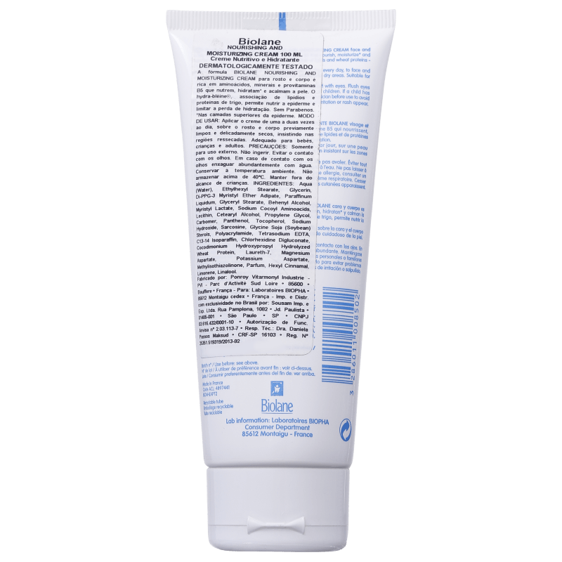 Biolane Crème Nourrissante Et Hydratante - Creme Hidratante 100ml