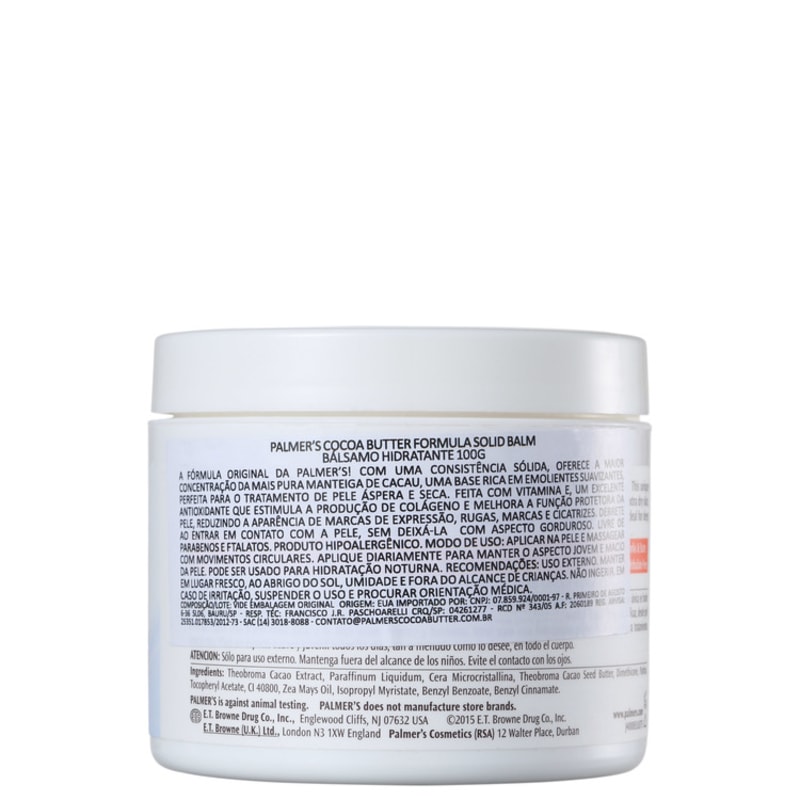 Palmer's Cocoa Butter Formula Solid Balm Softens Rough, Dry Skin - Bálsamo Hidratante 100g