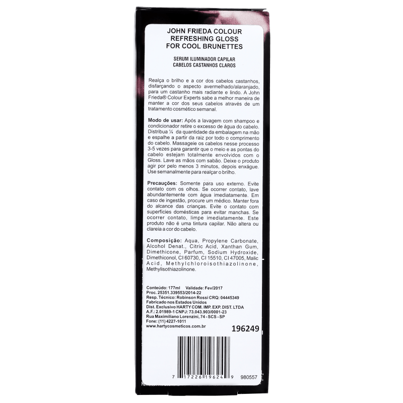 John Frieda Colour Refreshing Gloss For Cool Brunettes - Realçador da Cor 177ml