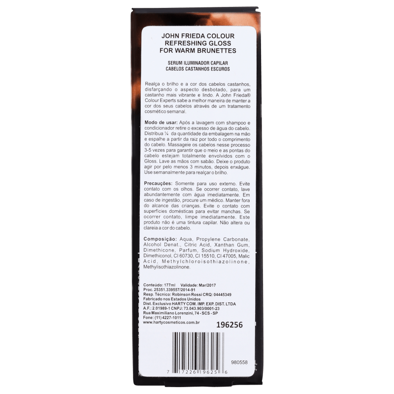 John Frieda Colour Refreshing Gloss For Warm Brunettes - Realçador da Cor 177ml