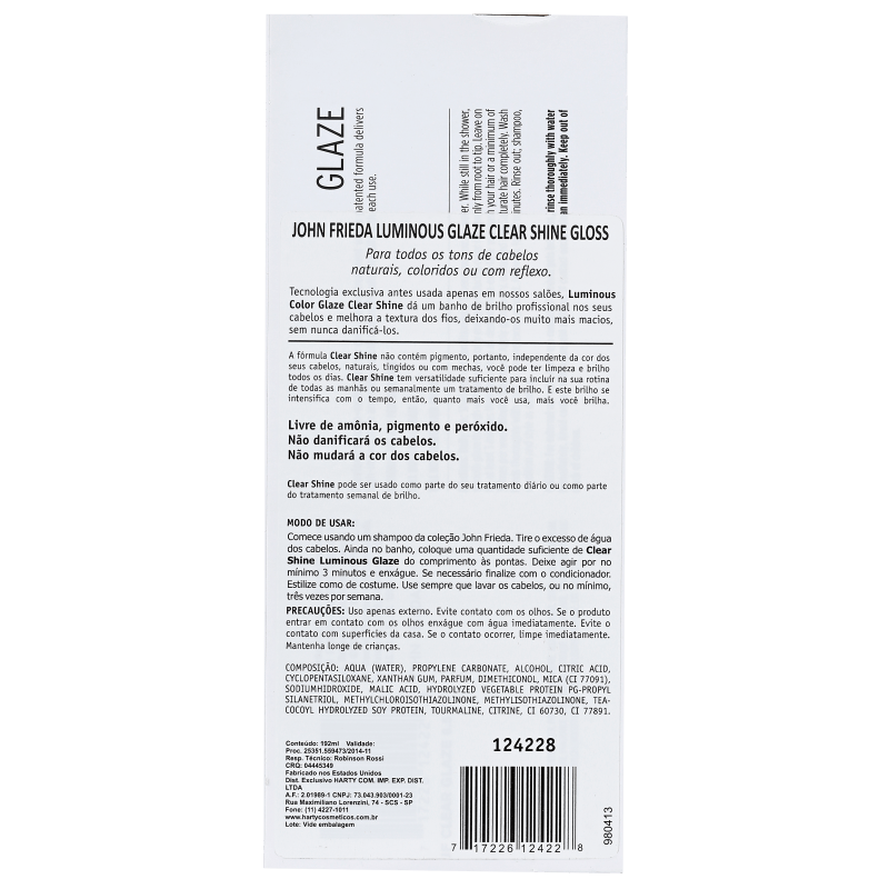 John Frieda Lumious Color Glaze Clear Shine - Tratamento de Brilho 192ml