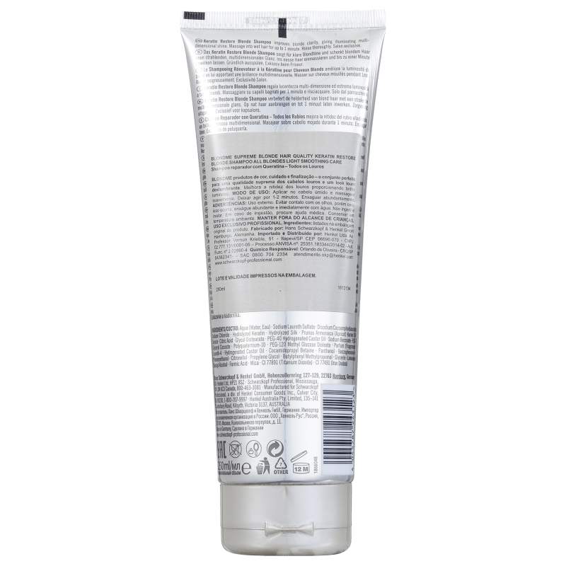 Schwarzkopf Professional Blondme Keratin Restore All Blondes - Shampoo 250ml
