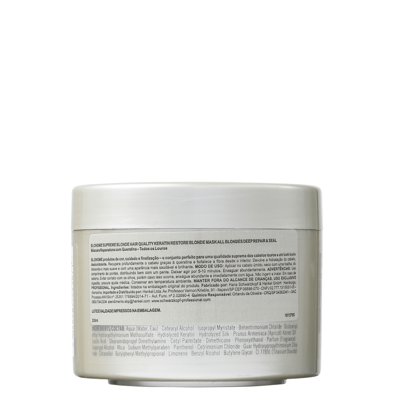Schwarzkopf Professional Blondme Keratin Restore Blonde Mask All Blondes - Máscara de Tratamento 200ml