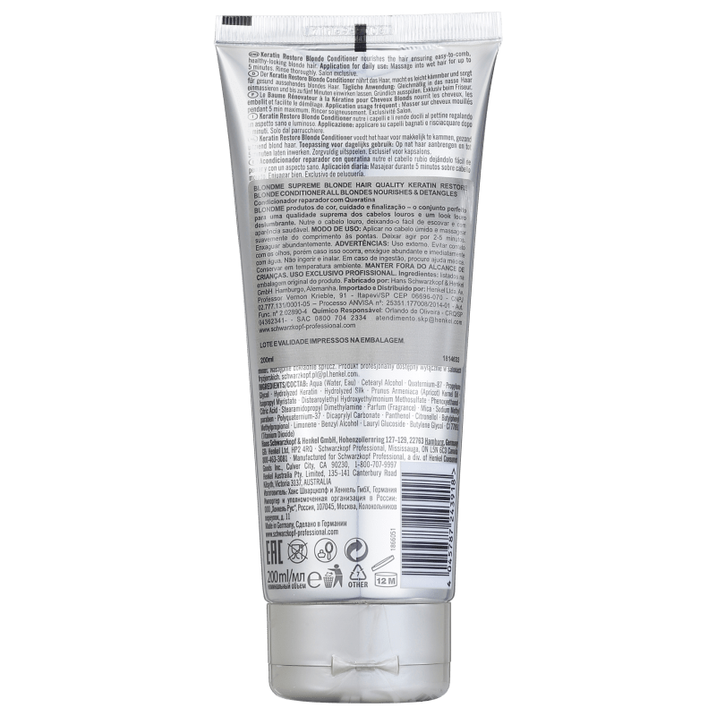 Schwarzkopf Professional Blondme Keratin Restore Blonde Conditioner All Blondes - Condicionador 200ml