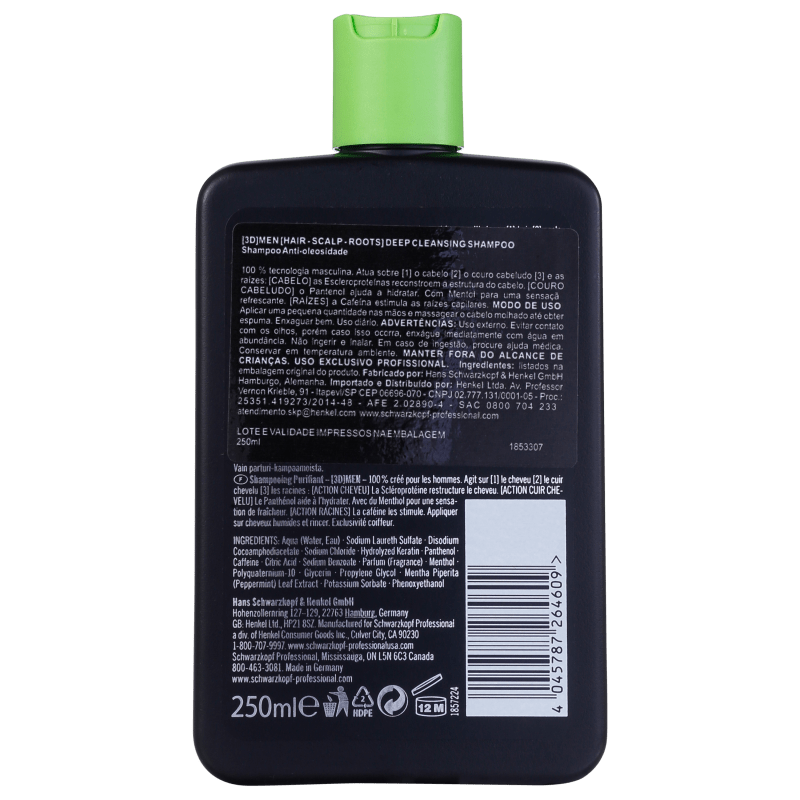 Schwarzkopf Professional 3D Men Deep Cleansing - Shampoo 250ml