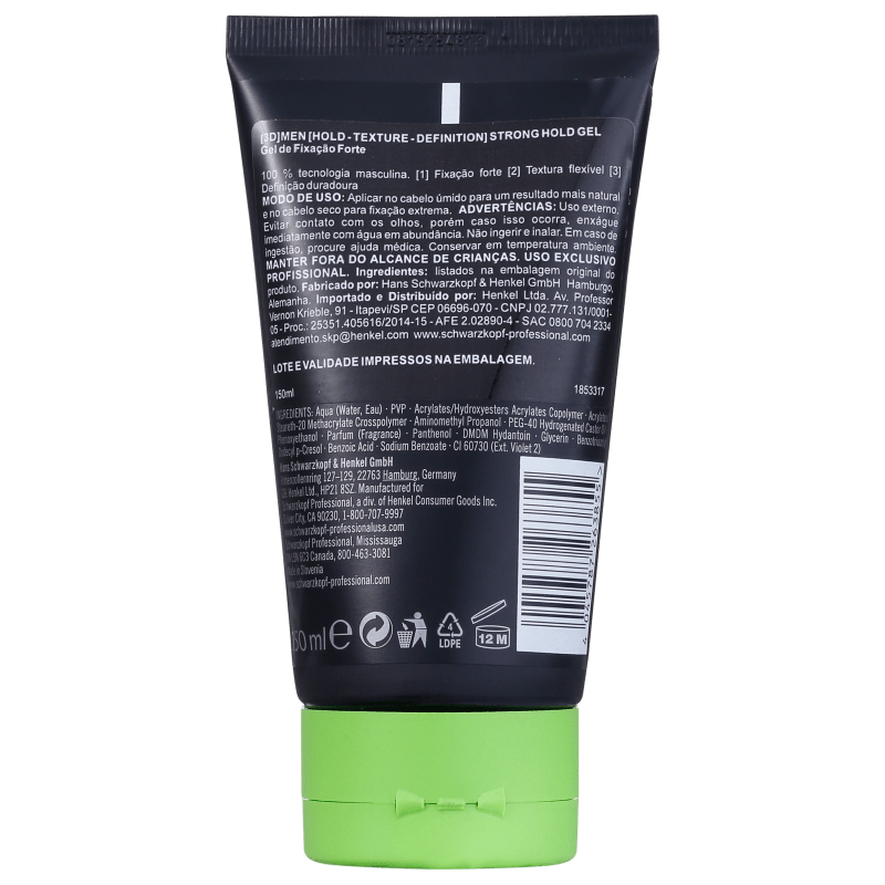 Schwarzkopf Professional 3D Men Strong Hold Gel - Gel Modelador 150ml