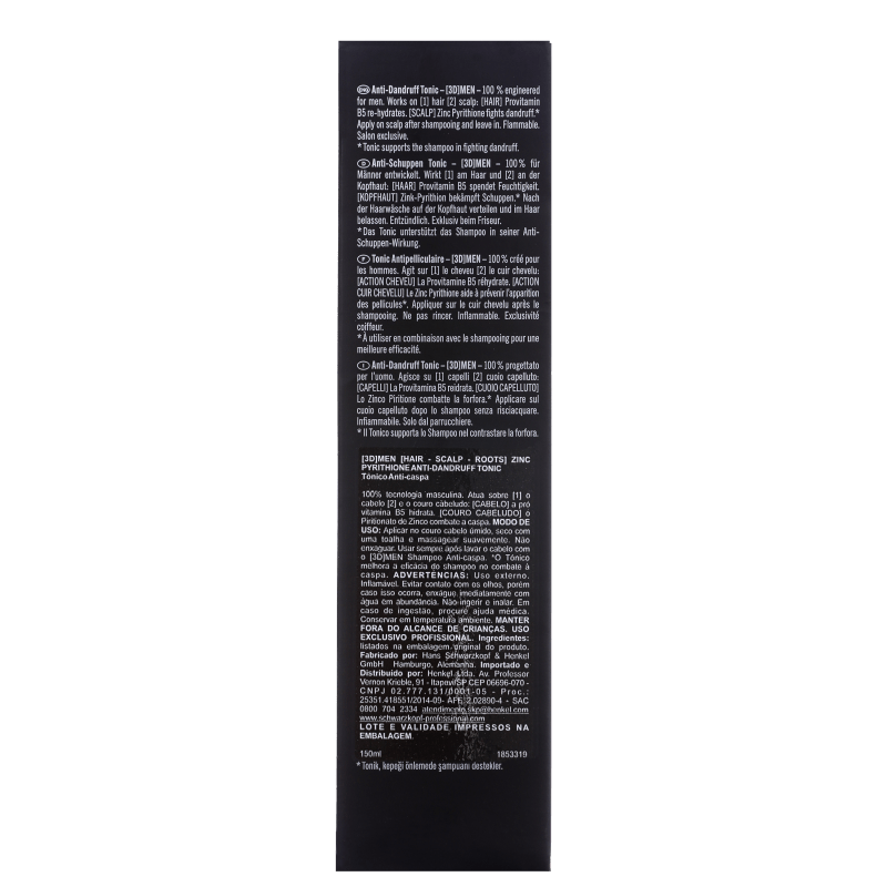 Schwarzkopf Professional 3D Men Anti-Dandruff Tonic - Tônico Anti-Caspa 150ml