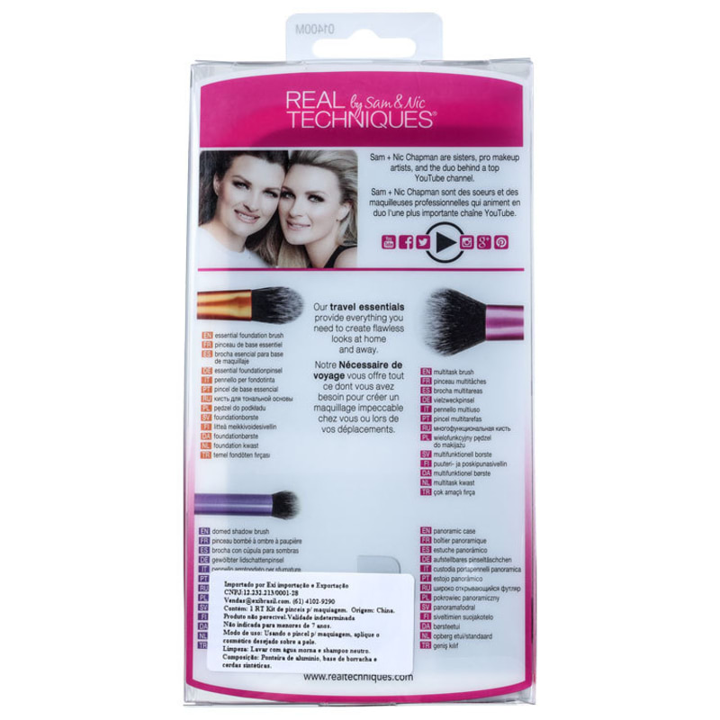 Kit de Pincéis Real Techniques Travel Essentials (3 produtos + Estojo)