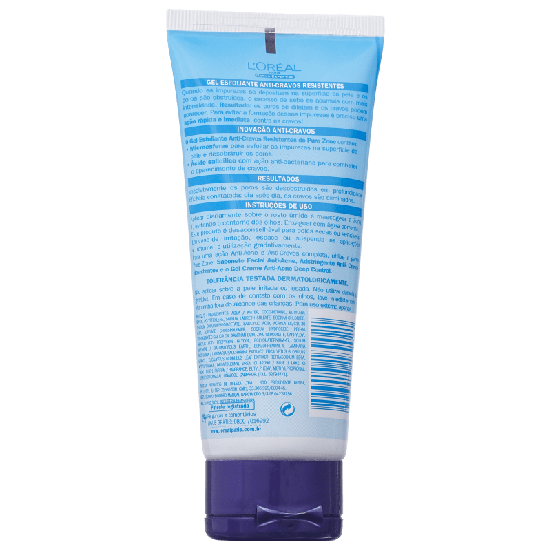 L'Oréal Paris Pure Zone Anti-Cravos Resistentes - Gel Esfoliante Facial 100g