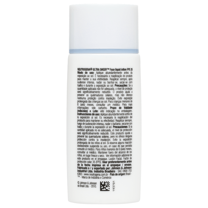Neutrogena Ultra Sheer Liquid Lotion - Protetor Solar Facial FPS 35 45ml