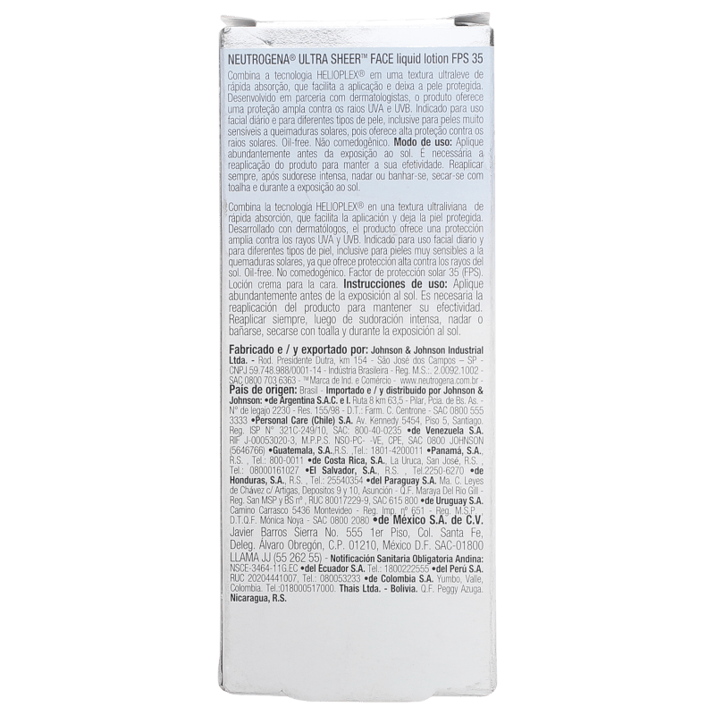 Neutrogena Ultra Sheer Liquid Lotion - Protetor Solar Facial FPS 35 45ml