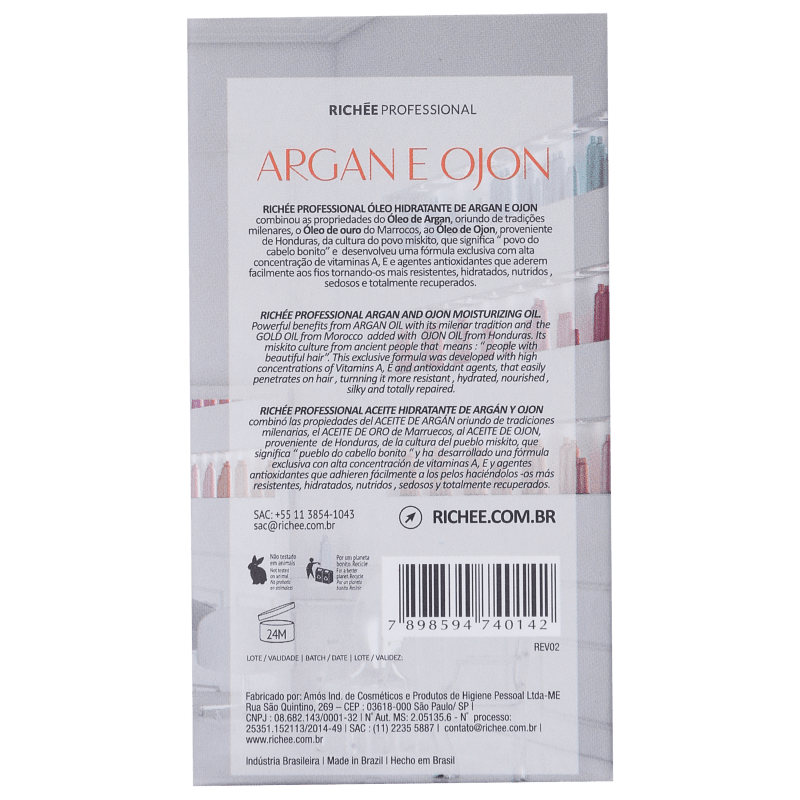 Richée Professional Argan e Ojon – Óleo Capilar 60ml