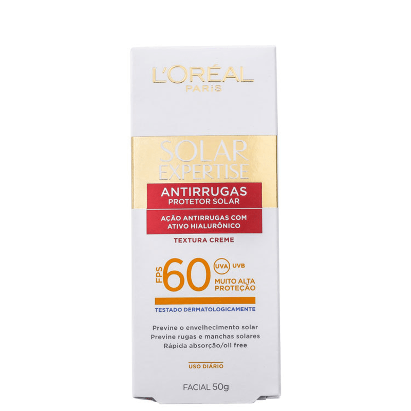 L'Oréal Paris Solar Expertise Antirrugas FPS 60 - Protetor Solar Facial 50g