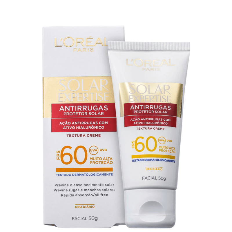 L'Oréal Paris Solar Expertise Antirrugas FPS 60 - Protetor Solar Facial 50g