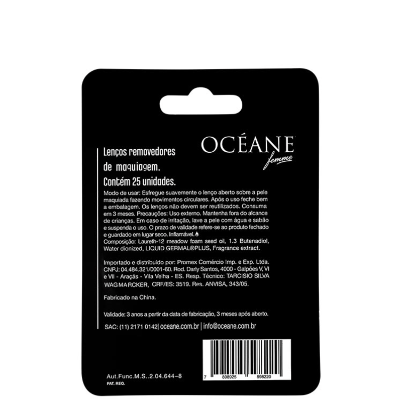 Océane Femme Make Up Remover - Lenço Demaquilante (25 unidades)