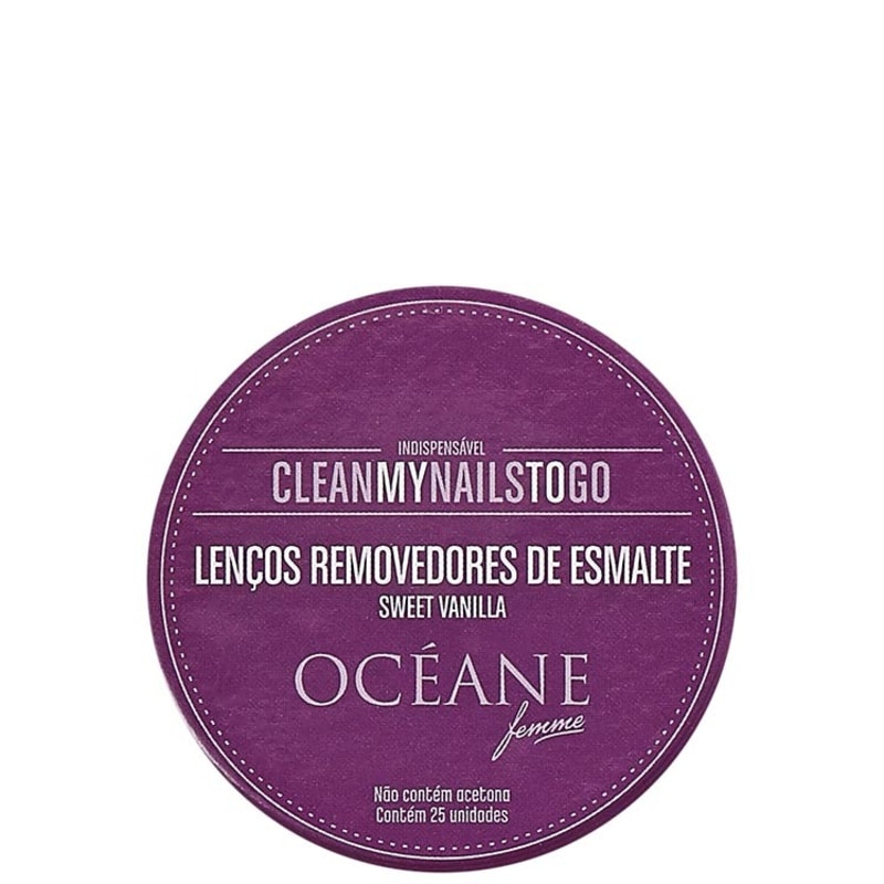 Océane Femme Clean My Nails To Go Sweet Vanilla com Cartela - Lenço Removedor de Esmalte (25 unidades)