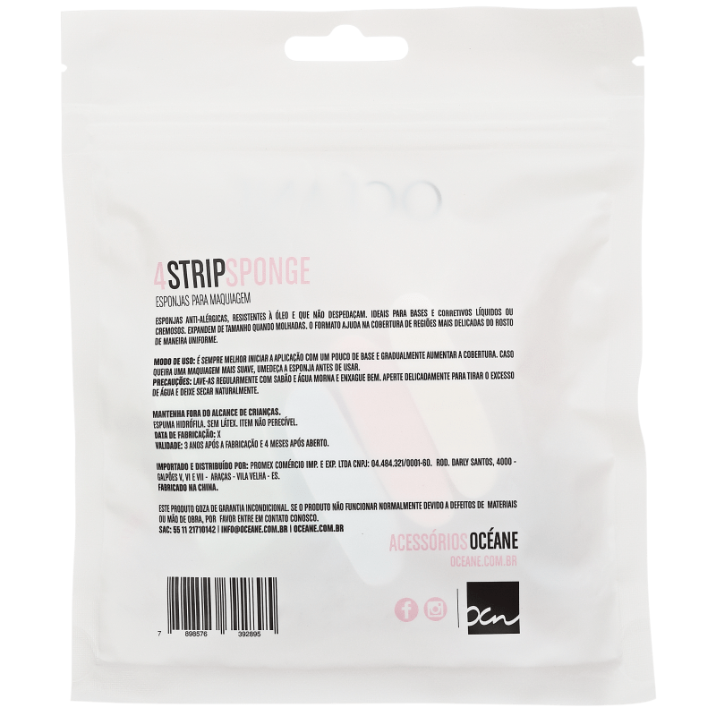 Océane Femme 4 Strip Sponge - Esponja para Maquiagem (4 unidades)