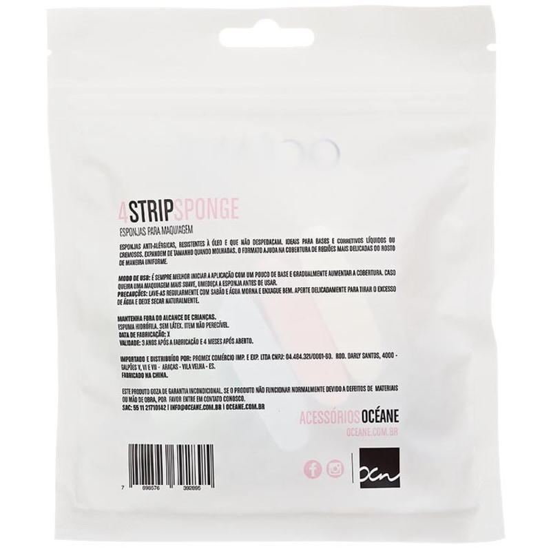 Océane Femme 4 Strip Sponge - Esponja para Maquiagem (4 unidades)