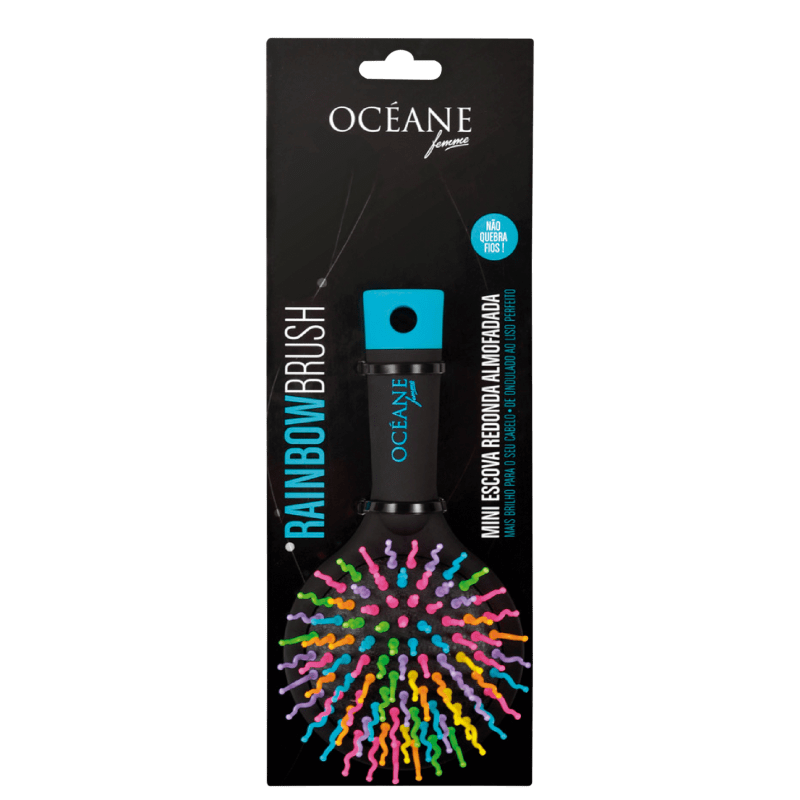 Océane Femme Rainbow Brush Preta - Escova Almofadada Pequena